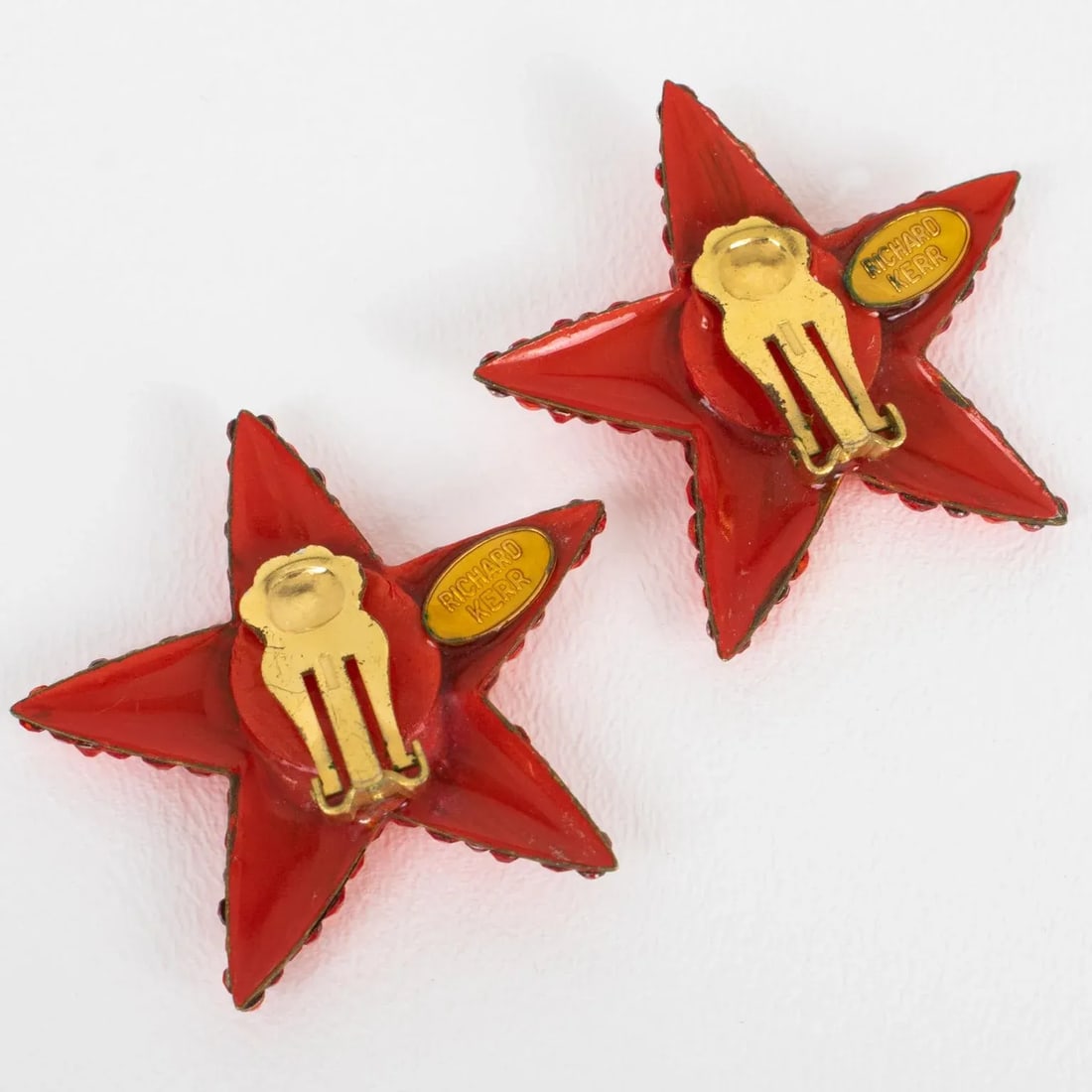 Richard Kerr Neon Orange Star Jeweled Pair of Clip Earrings - 4