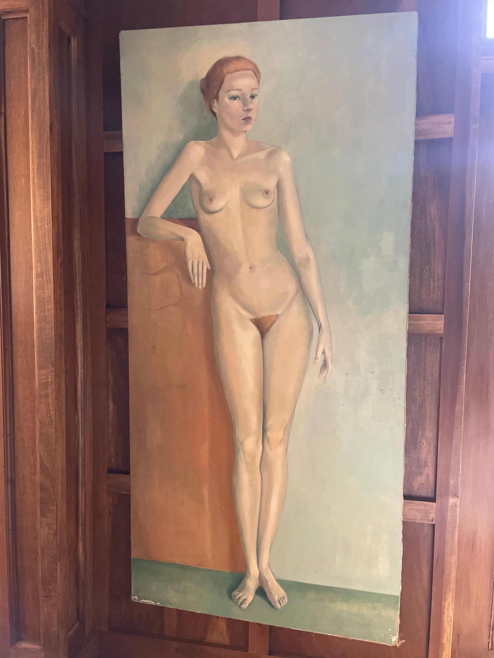 Mid Century French Life Size Figurative Nude Lady Female Portrait Original Oil Painting Attributed t - 12