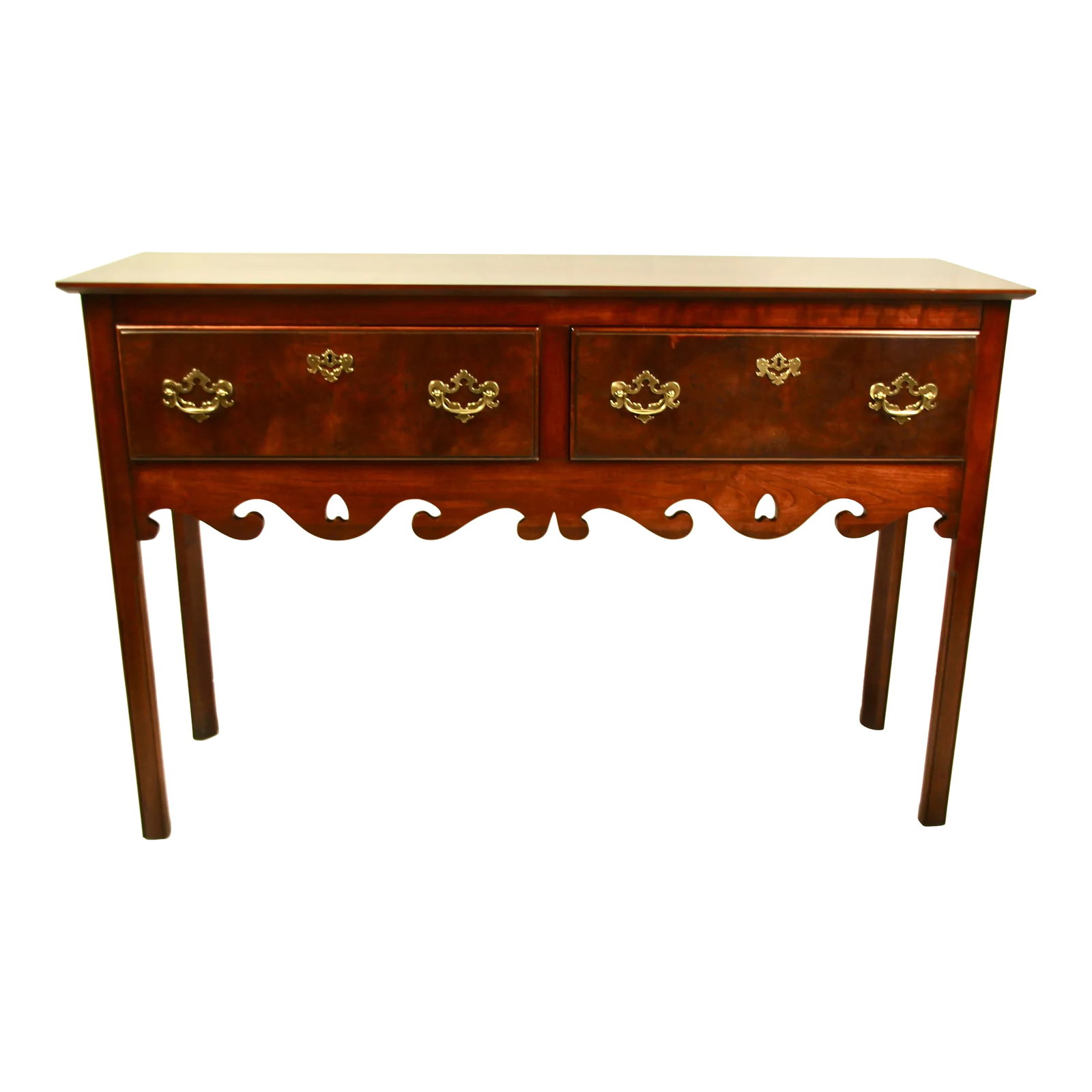 1960s Heckman Furniture Sideboard: Selling this Heckman furniture solid mahogany sideboard great quality, oak, secondary Woods nice Burl front drawers This is a very useful piece doodle with size only 56 inches long. You could use it