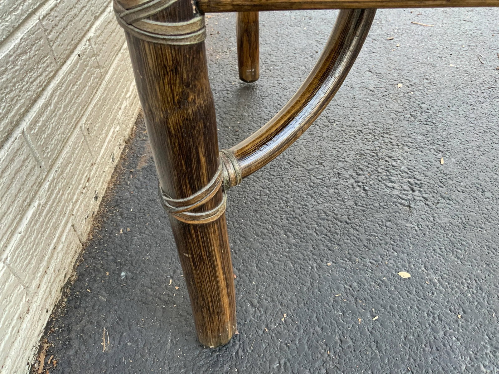 1970s McGuire Oak Rattan Occasional Table - 10