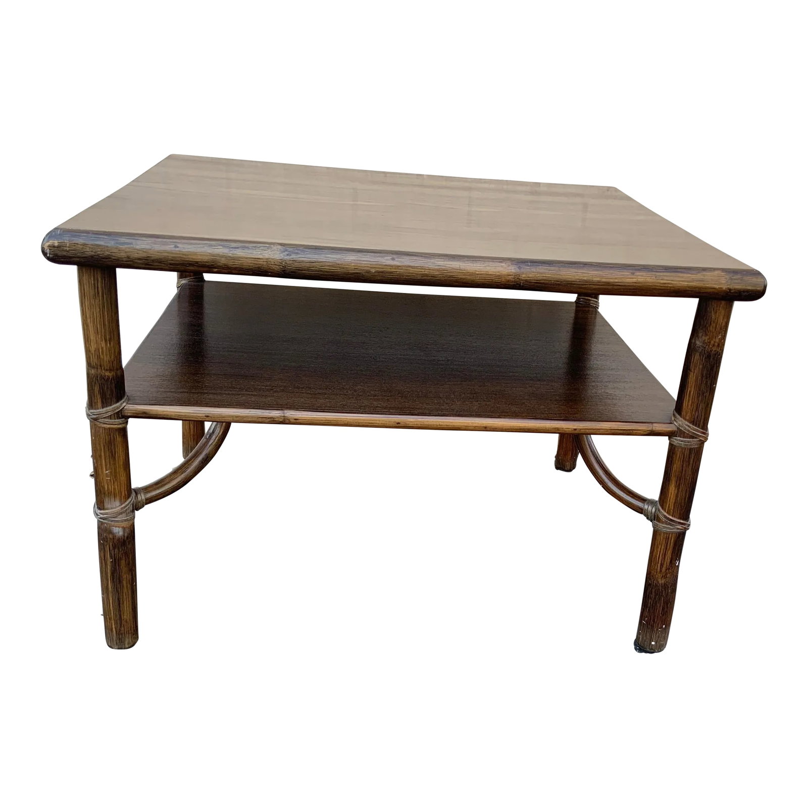 1970s McGuire Oak Rattan Occasional Table (1 of 13)