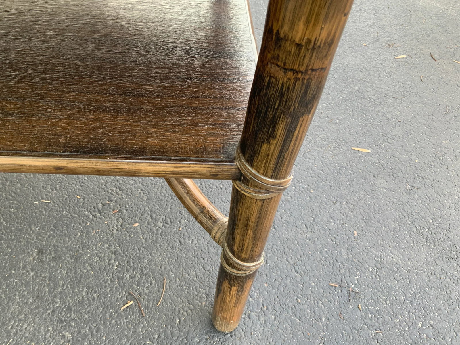 1970s McGuire Oak Rattan Occasional Table - 5
