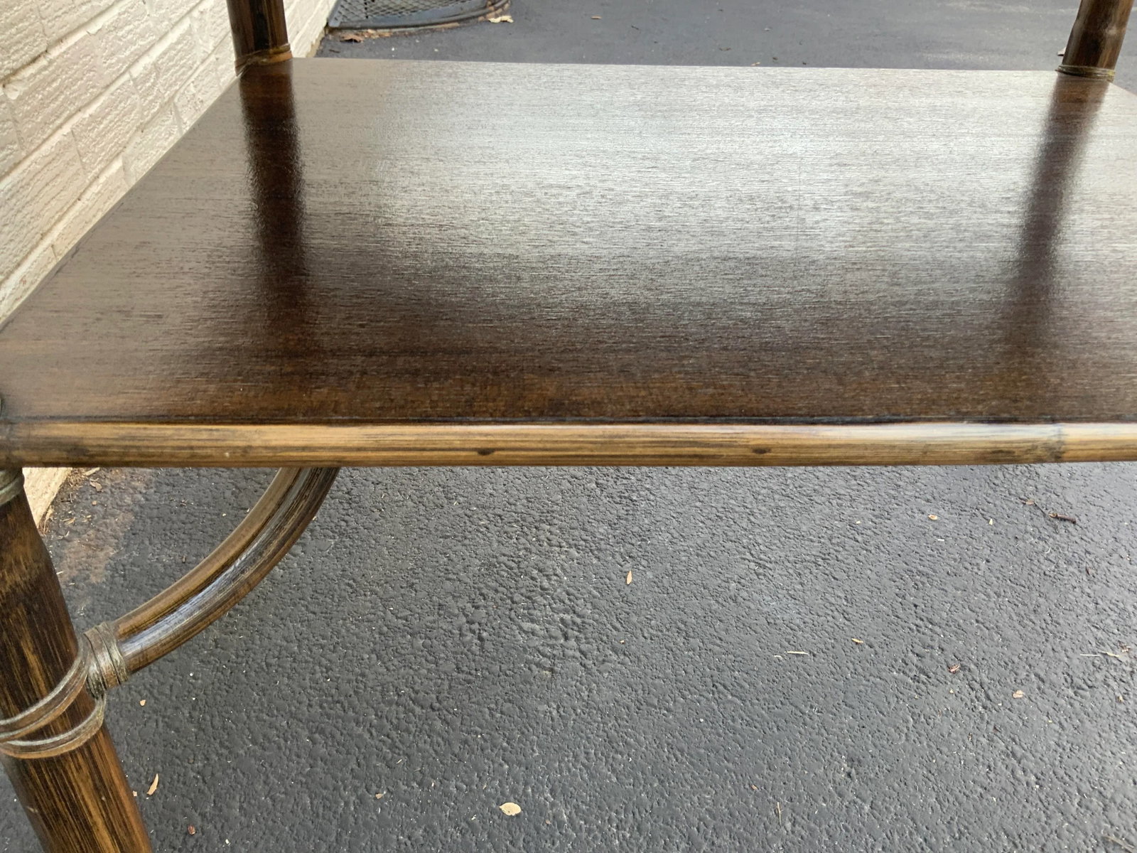 1970s McGuire Oak Rattan Occasional Table - 8