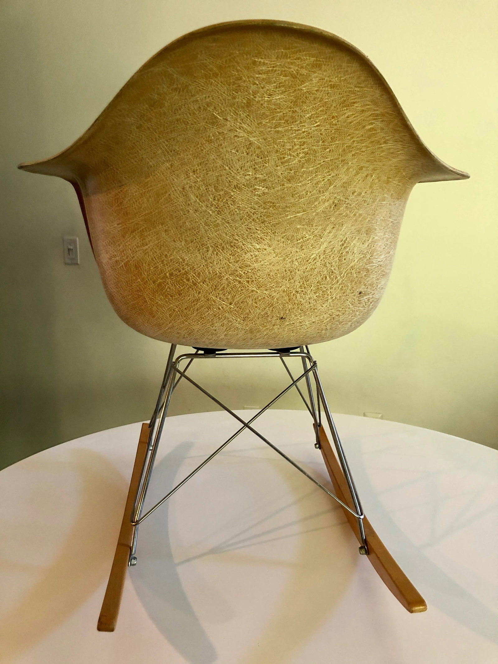 Vintage Eames Shell Rocker Fiber Parchment Rocking Chair Herman Miller - 3