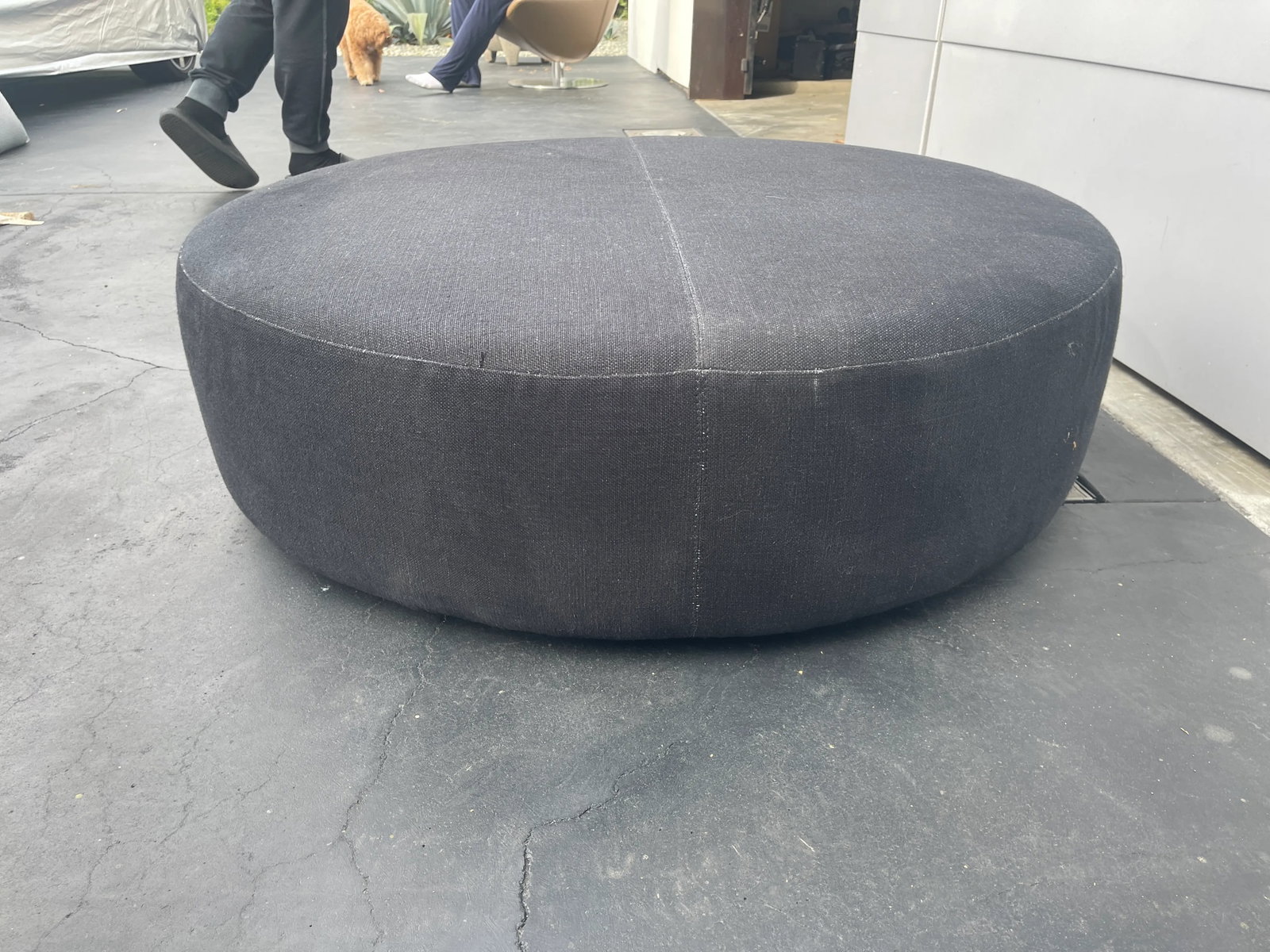 Signed B&b Italia by Antonio Citterio Oversized "Harry" Black Round Ottoman - 2