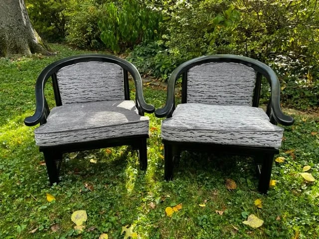 Refinished and Reupholstered - Century Furniture James Mont Ming Style Lounge Chairs - a Pair - 3