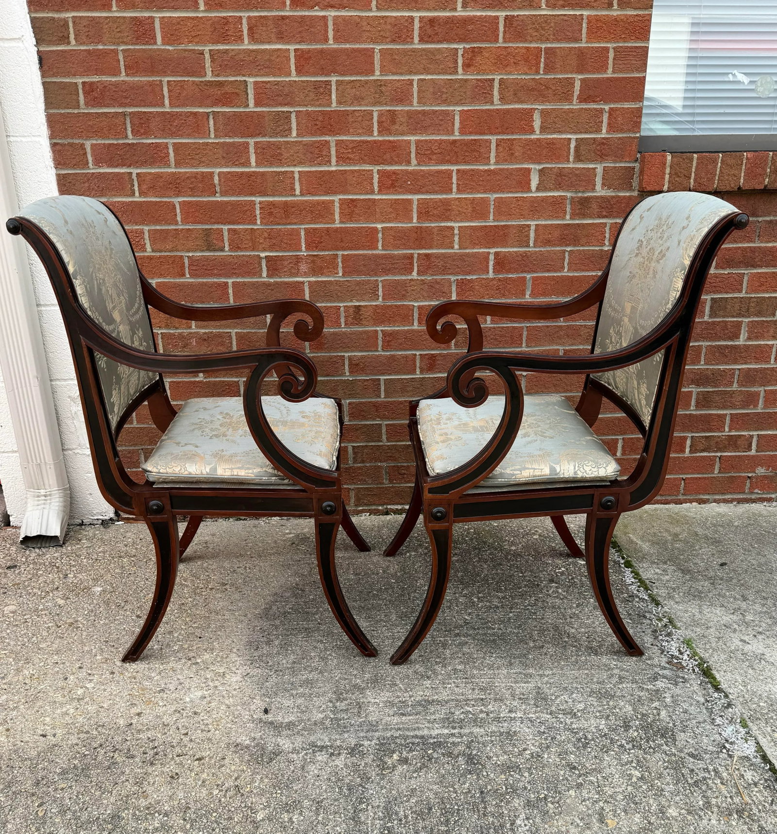 Pair Baker Furniture Regency Dining Chairs With Klismos Legs - 2