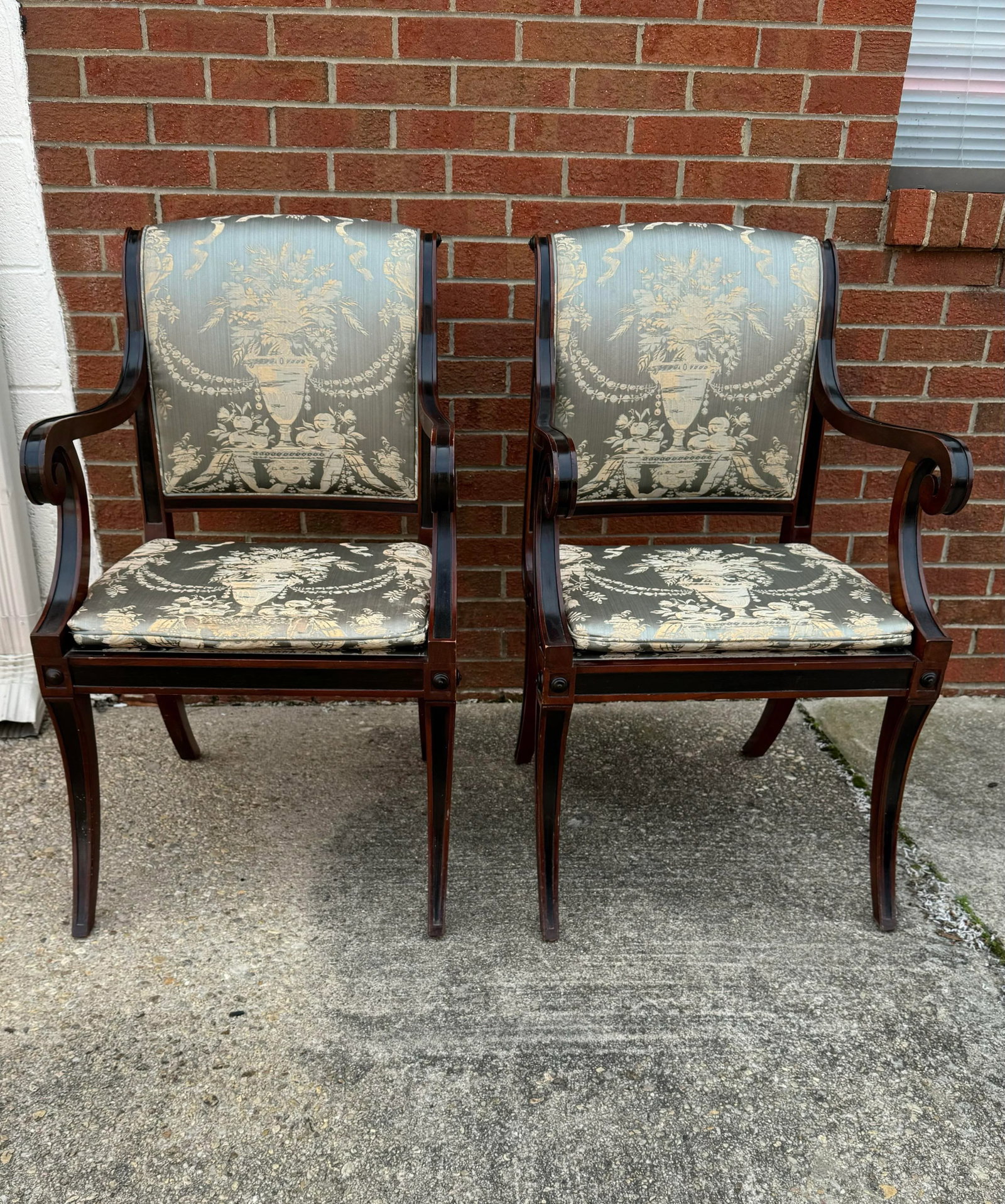 Pair Baker Furniture Regency Dining Chairs With Klismos Legs - 3