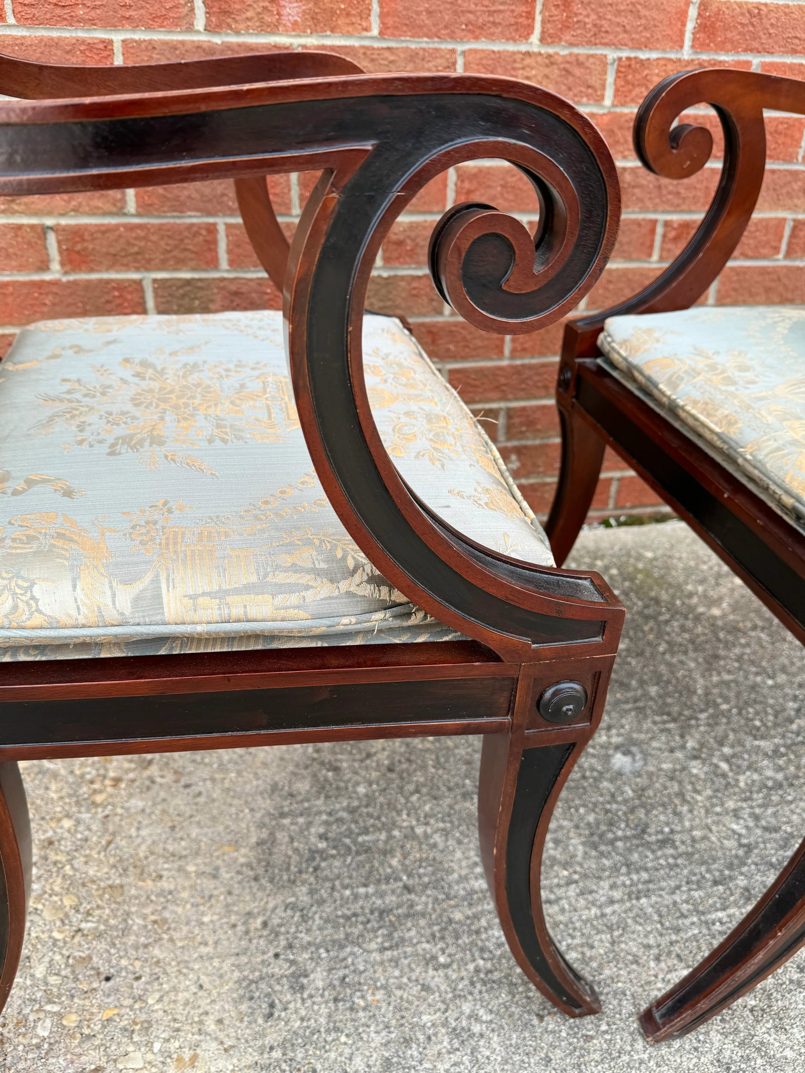 Pair Baker Furniture Regency Dining Chairs With Klismos Legs - 6