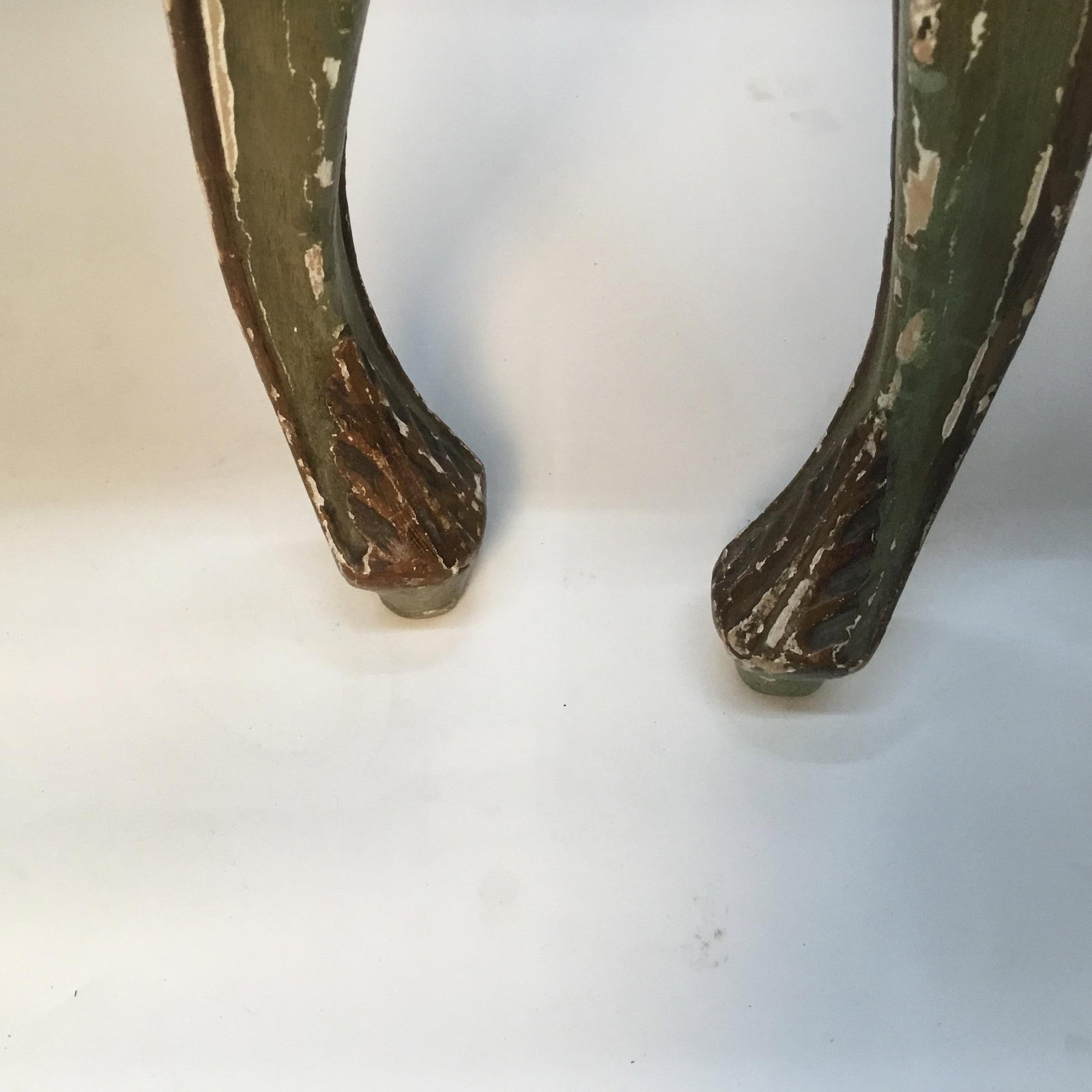 Late 19th Century Vintage Italian Green Painted, Carved and Gilt Louis XV Side Chairs- A Pair - 11