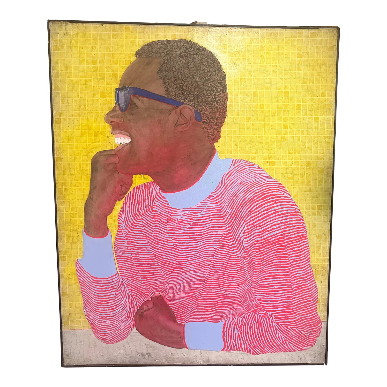 Large Alex Sibirny Mixed Media Painting: Not a lot is known about Alex Sibirny, his life's work was found after his death in Nj. He spelled his last name in a variety of ways including 'Siburney' and 'Siburney' and as seen here ' Sibirny'.