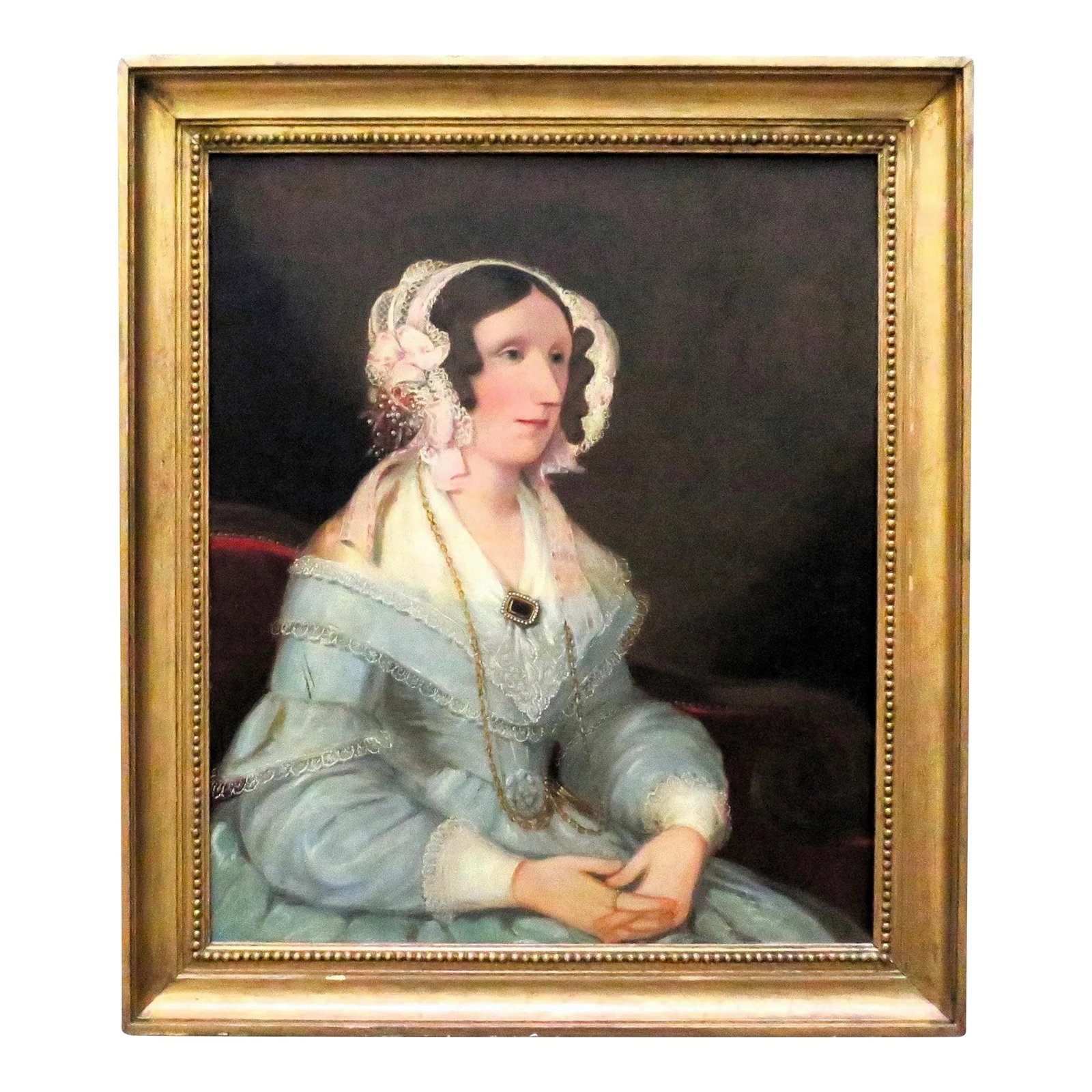 19th C. Portrait Oil Painting of a Woman Lady Antique Victorian (1 of 6)