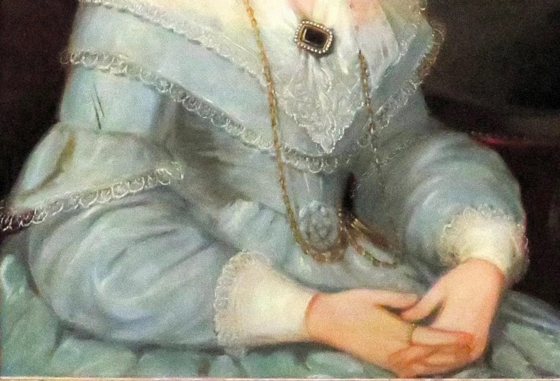 19th C. Portrait Oil Painting of a Woman Lady Antique Victorian - 5