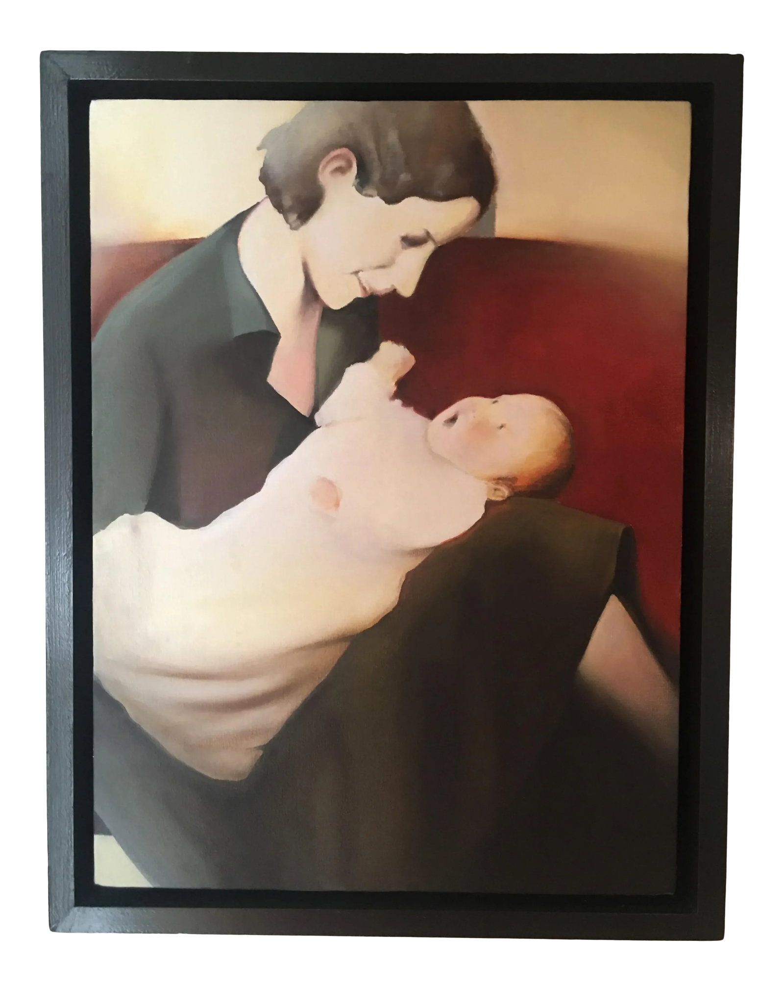 Realist Oil Painting on Canvas, "Mother & Son": Mother & Son Year 2012 Oil on Canvas 14" 12" x 2" Deep Frames 13" x 11" x 1/2" Unframed Mother & Child This evocative portrait of Kathleen Atwater Weston and her newborn baby boy, Franklin, dates