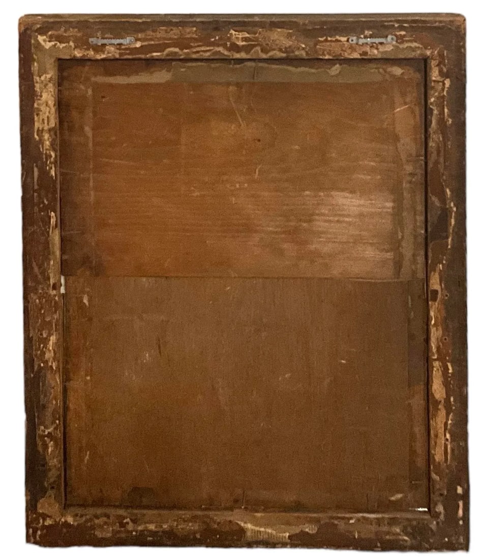 19th-C. English Sea Ship Captain W/ Child Watercolor on Paper in Burl Walnut Frame - 3
