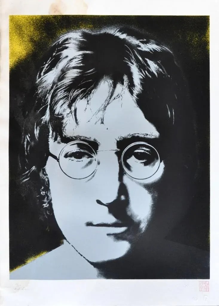 Limited Edition Signed Silkscreen Print John Lennon Portrait by Yoko Ono, 1990 - 6