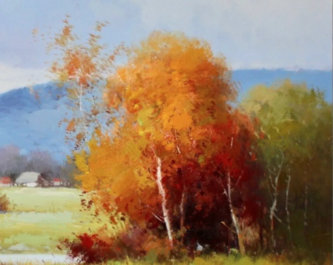 Autumn Landscape Impressionist Style Framed Oil Painting - 3