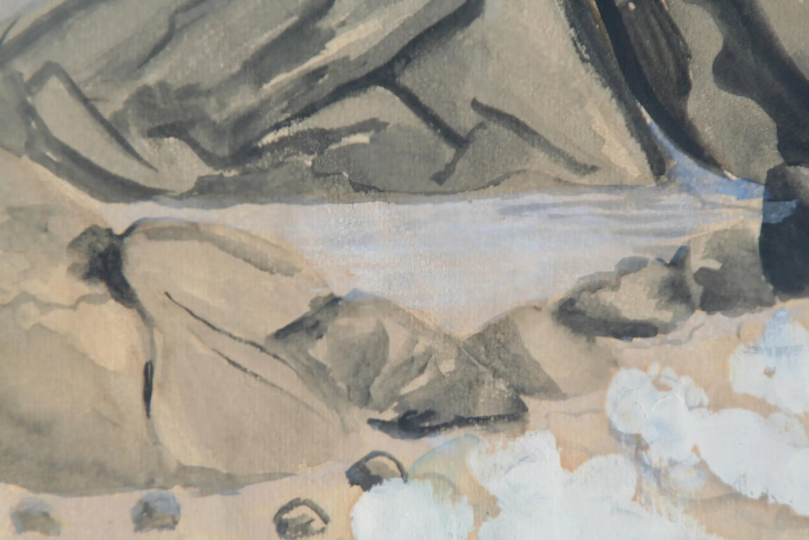 Vintage Watercolor of Coastal Seascape - 2