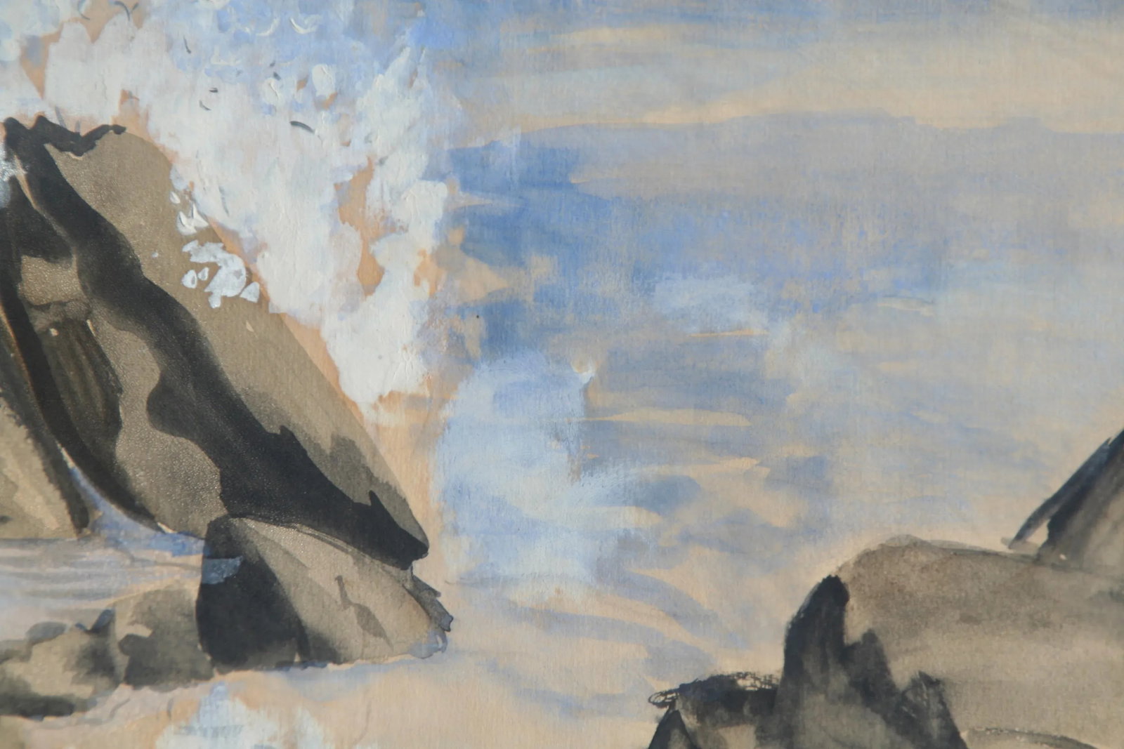 Vintage Watercolor of Coastal Seascape - 5