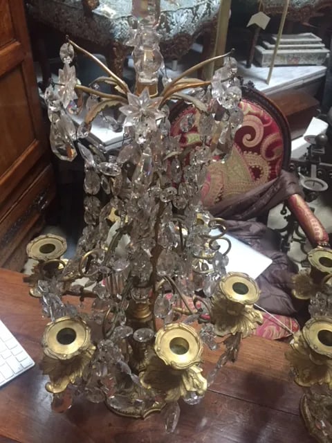 Early 19th Century French Dore Bronze & Crystal Girandoles - a Pair - 10
