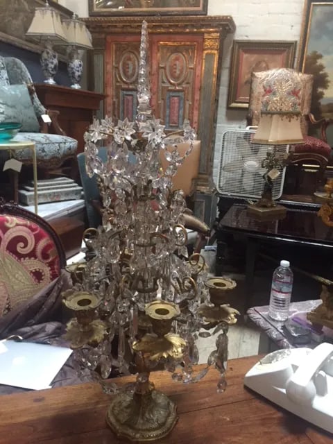 Early 19th Century French Dore Bronze & Crystal Girandoles - a Pair - 11