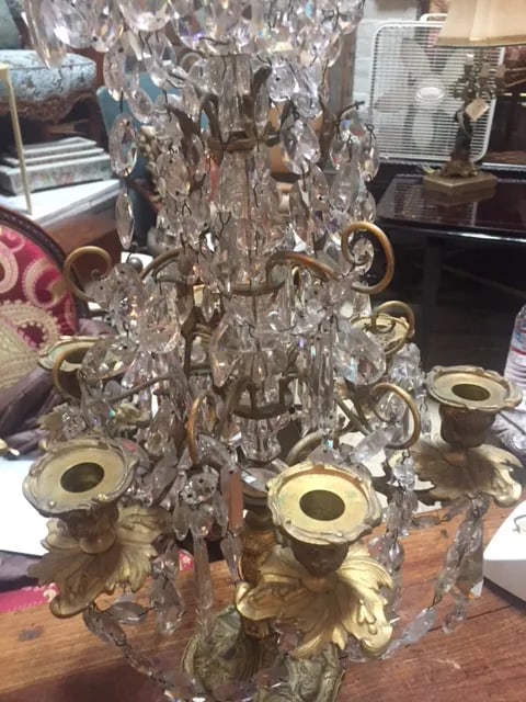 Early 19th Century French Dore Bronze & Crystal Girandoles - a Pair - 5