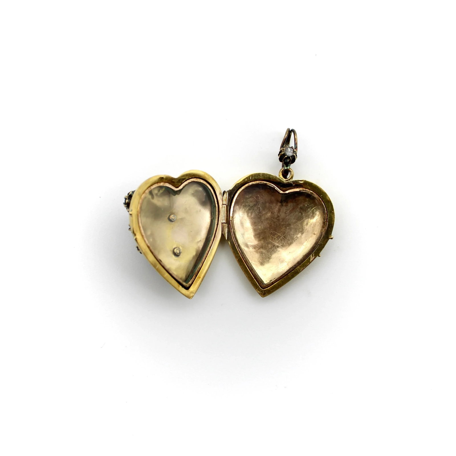 Victorian 18K Gold Rose Cut Diamond Encrusted Heart Locket - 11