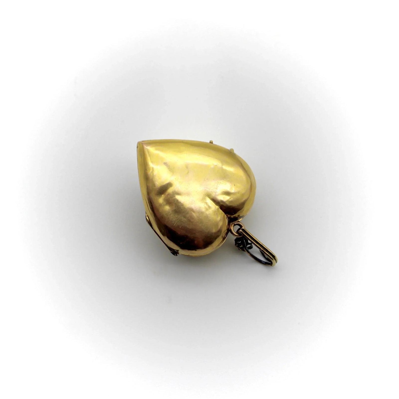 Victorian 18K Gold Rose Cut Diamond Encrusted Heart Locket - 3