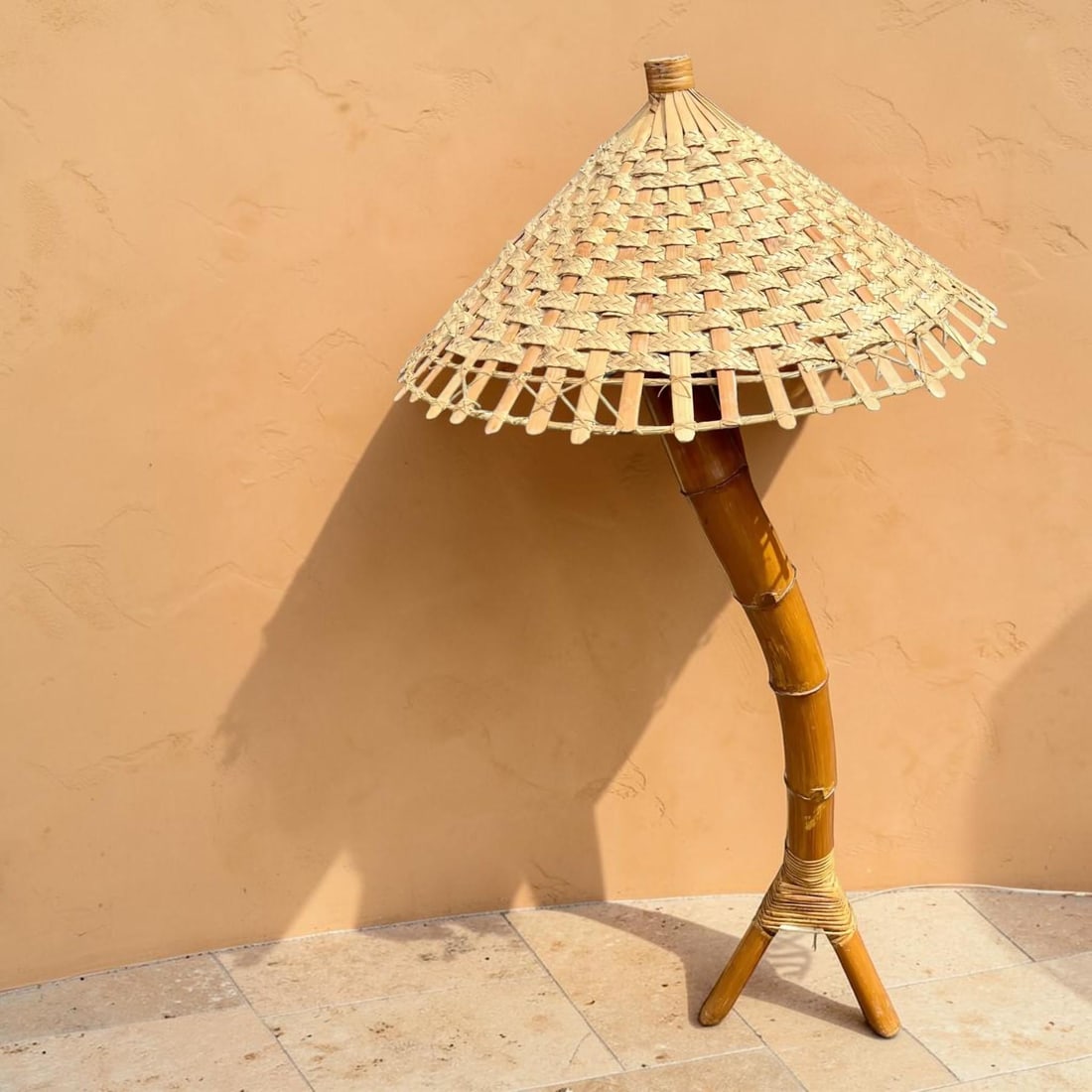 1970s Monumental Coastal Bamboo Floor Lamp - 5