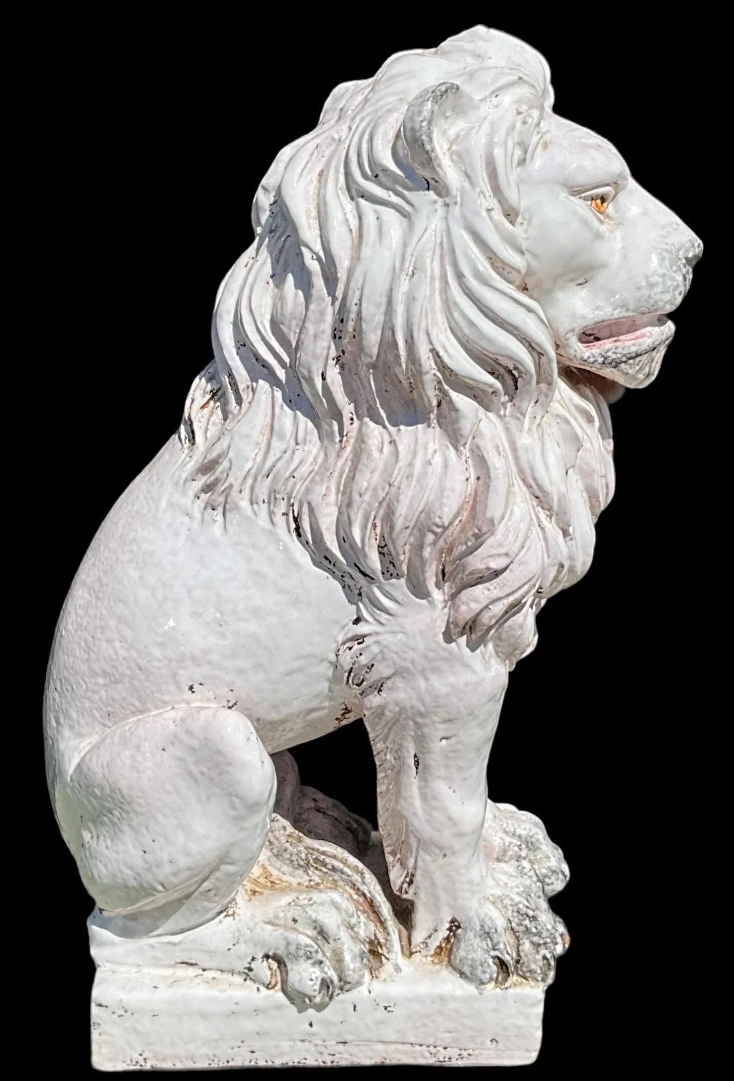 Hollywood Regency Era Italian Terracotta Neoclassical Lion Figurine / Garden Statue - 2