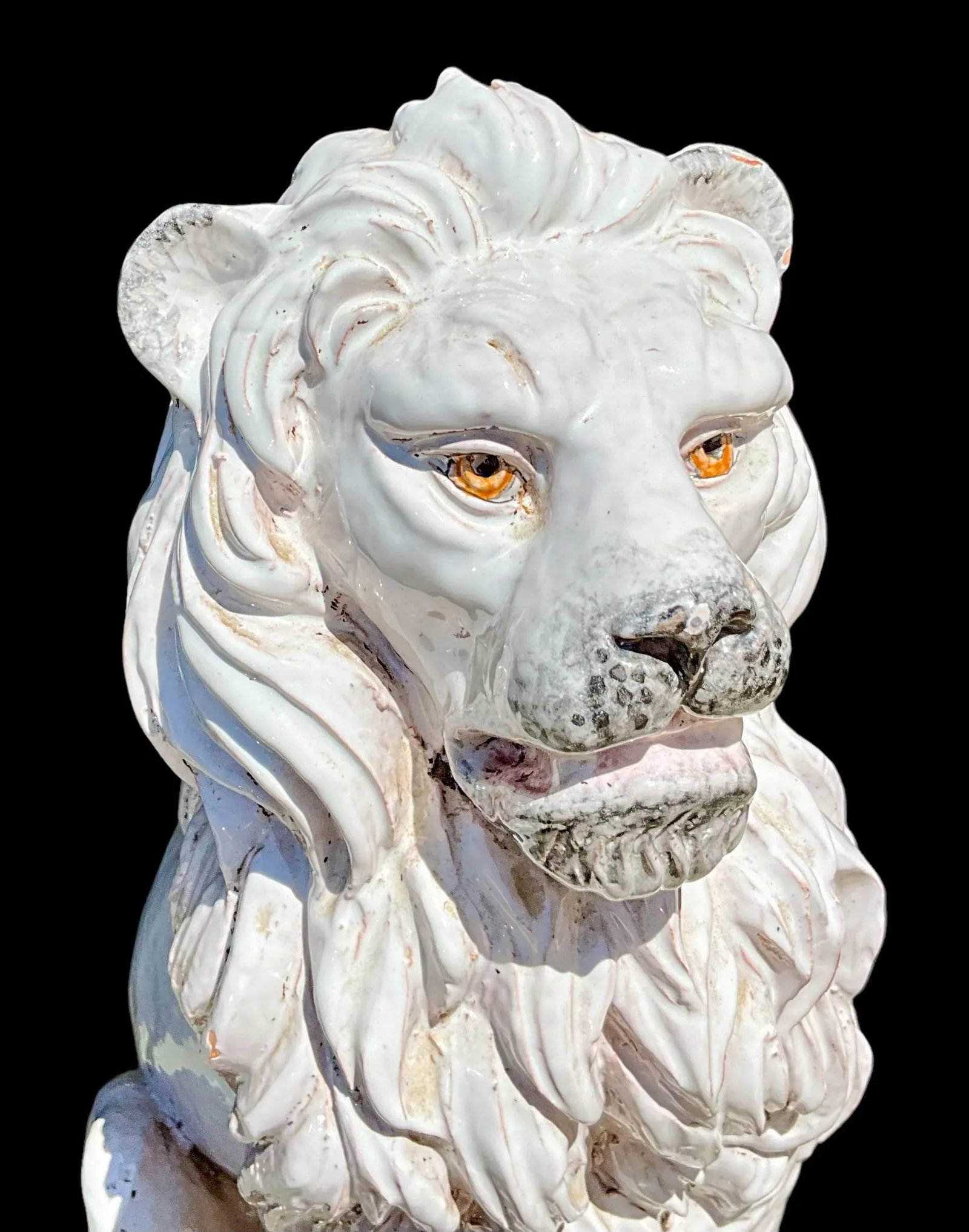 Hollywood Regency Era Italian Terracotta Neoclassical Lion Figurine / Garden Statue - 5