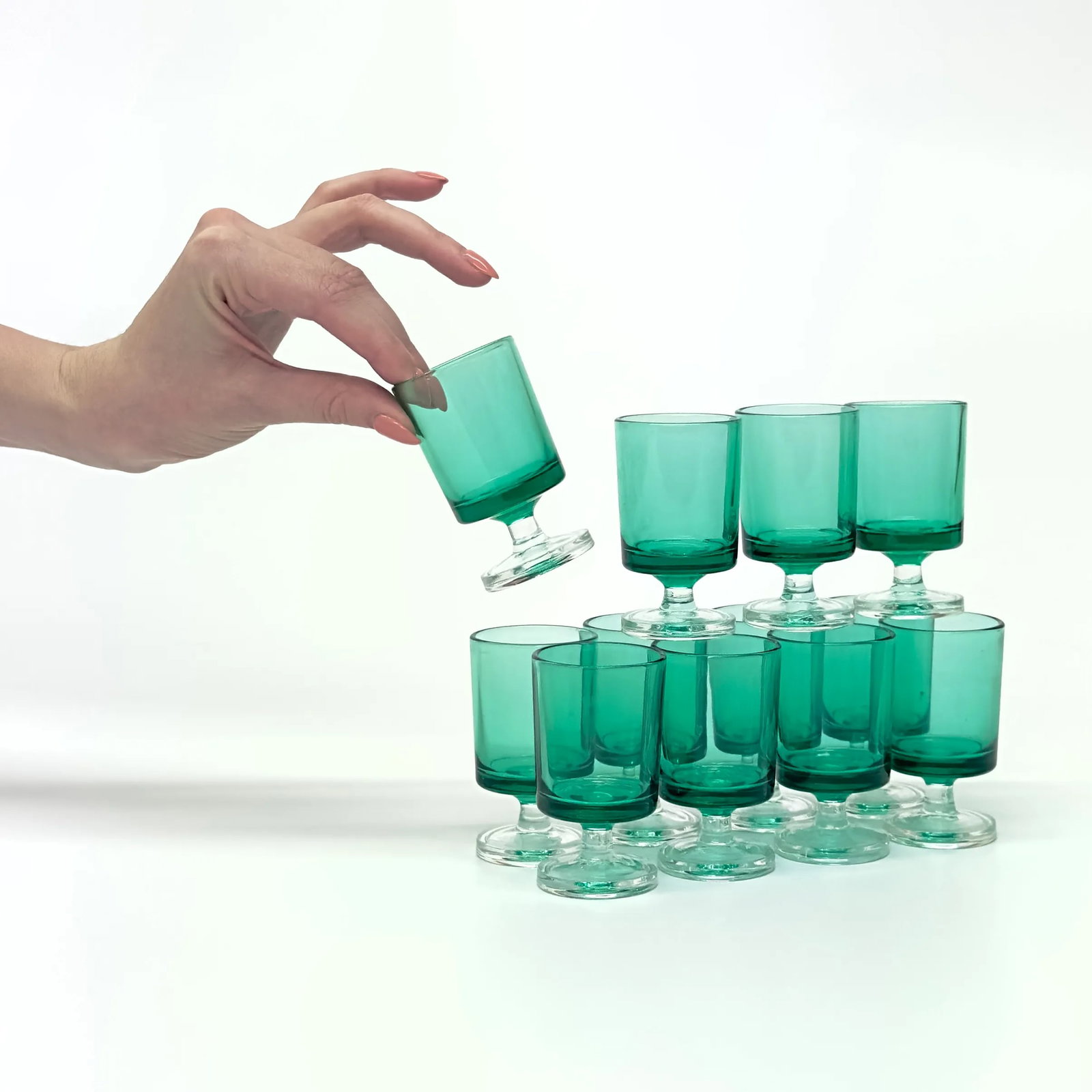 1960s Monumental Collection of Luminarc Emerald Stemware - 72 Pieces - 2