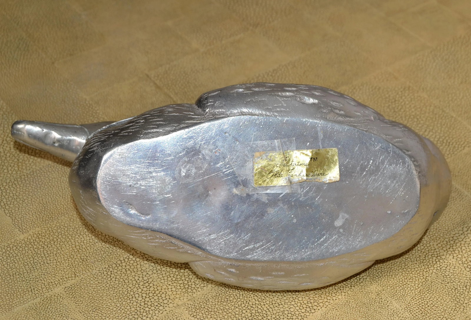 1950s Vintage Pewter Cast Lidded Duck Box Animal Sculpture Mauro Manetti Style - 10