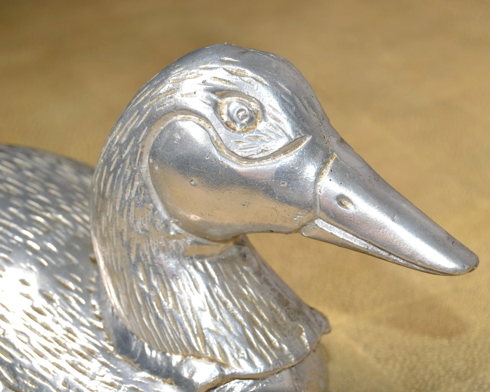 1950s Vintage Pewter Cast Lidded Duck Box Animal Sculpture Mauro Manetti Style - 2