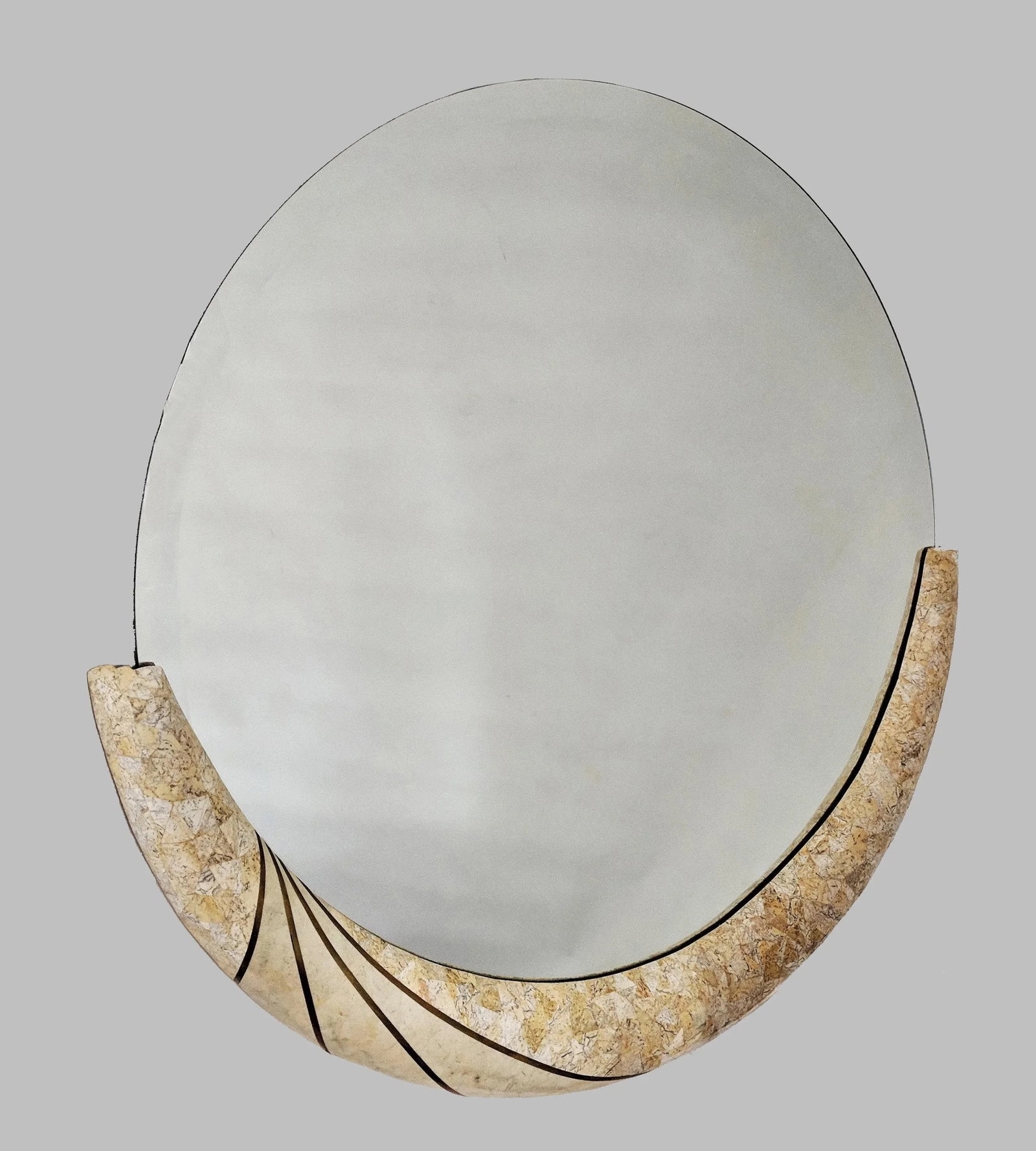 Maitland Smith Style Tessellated Stone & Brass Wall Mirror - 3