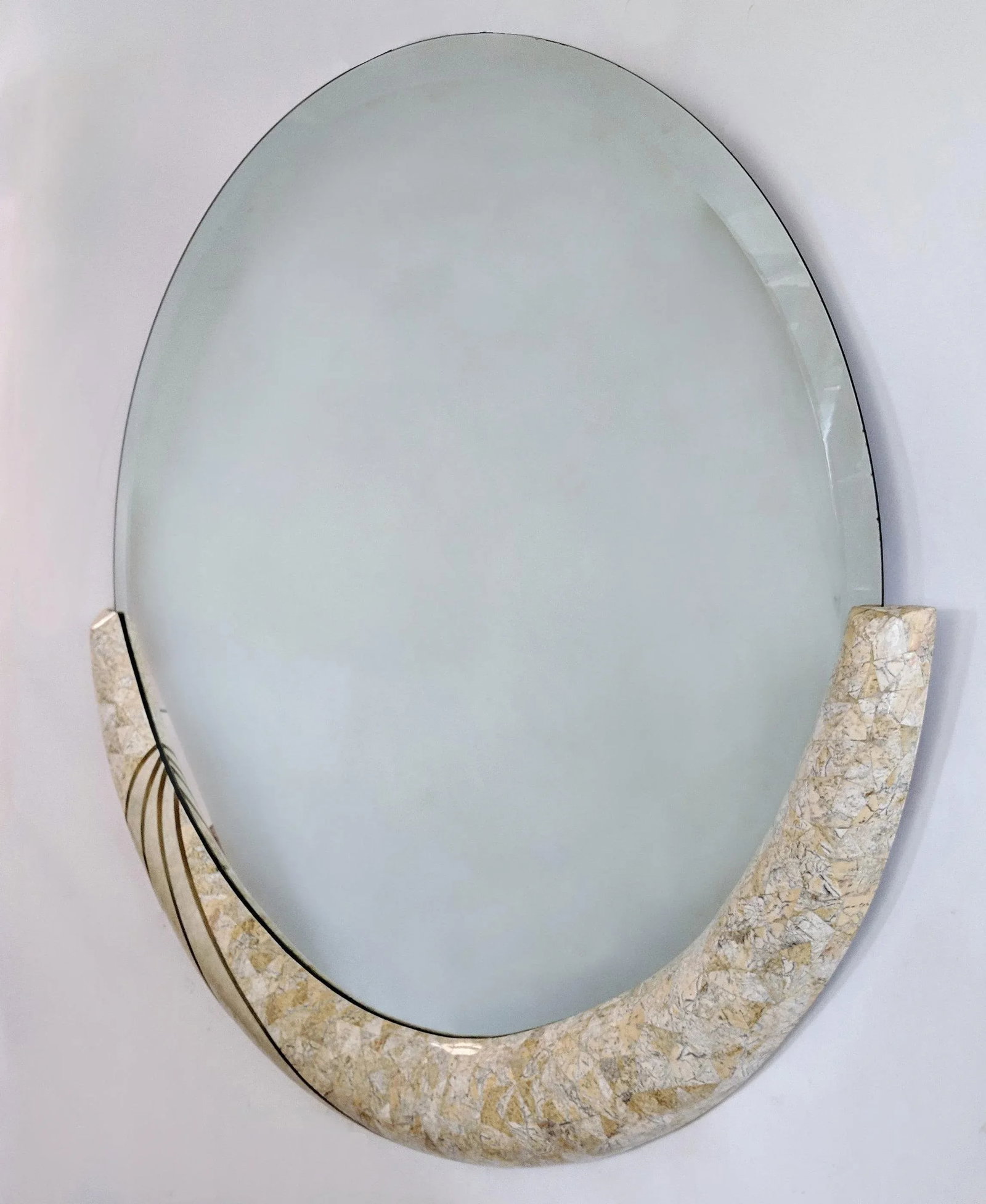 Maitland Smith Style Tessellated Stone & Brass Wall Mirror - 4