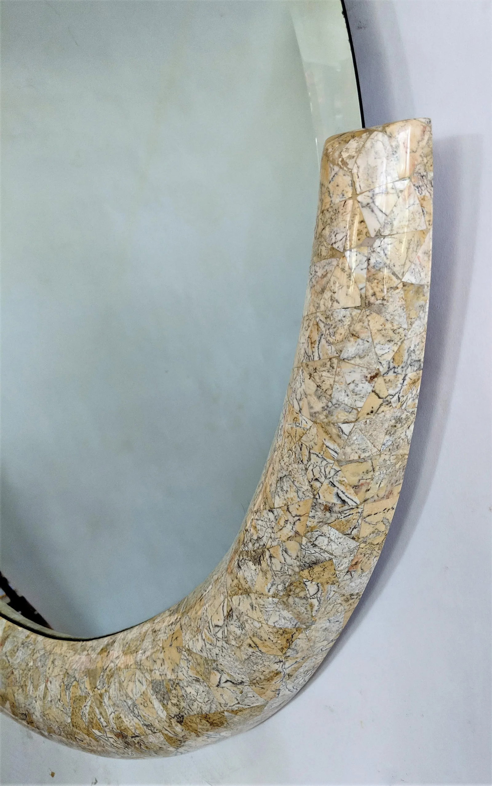 Maitland Smith Style Tessellated Stone & Brass Wall Mirror - 5