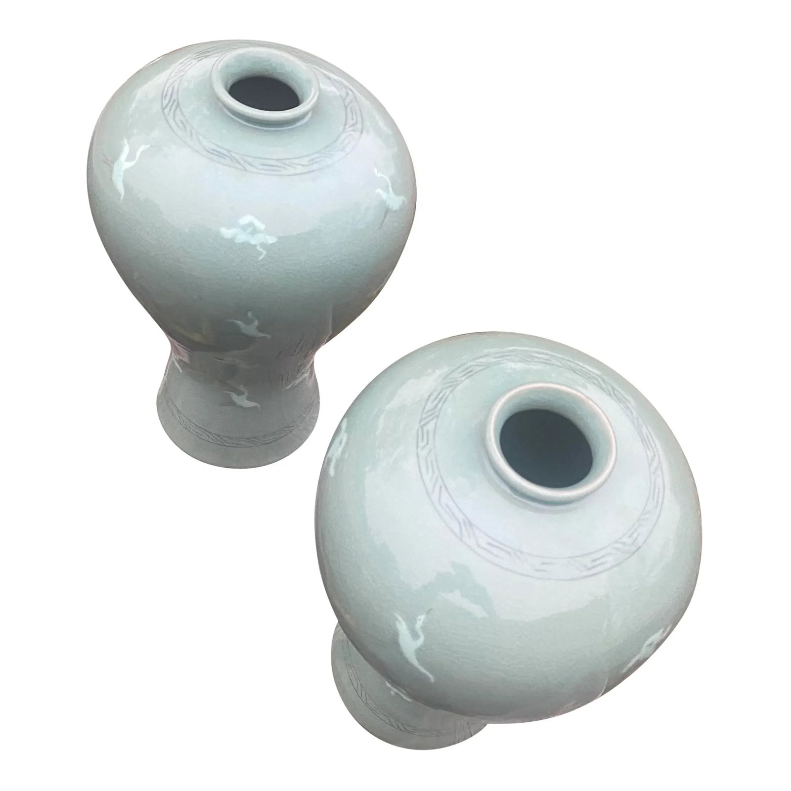 Pair of Japanese Celadon Vases - 3