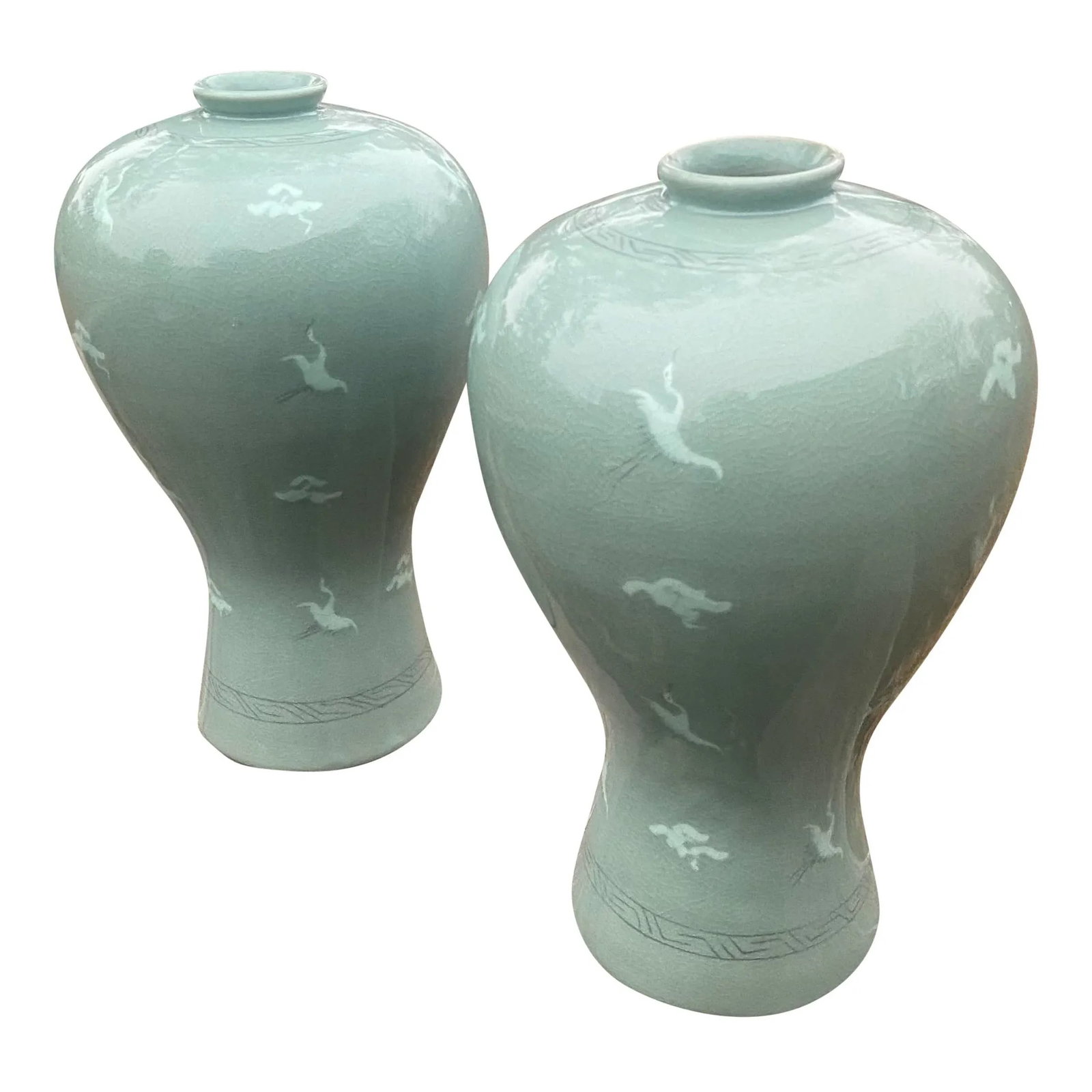 Pair of Japanese Celadon Vases - 4