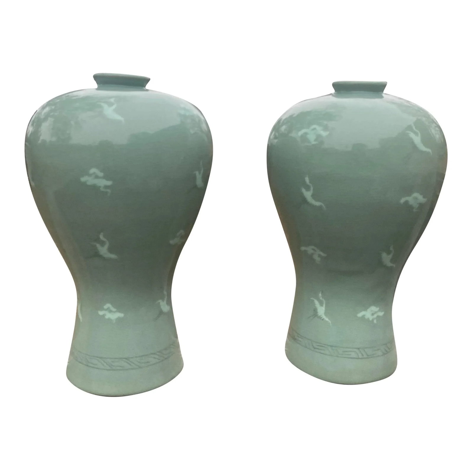 Pair of Japanese Celadon Vases - 5
