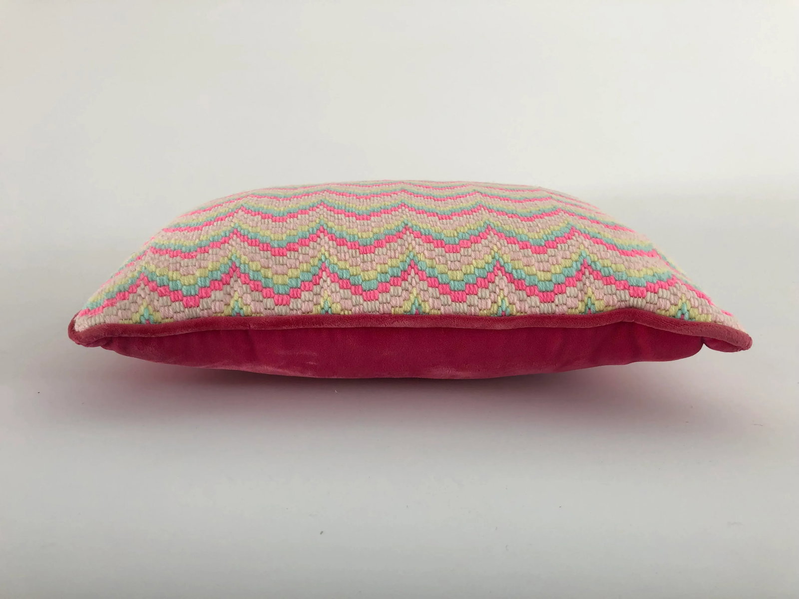 Midcentury Art-Full Handmade Zigzag Multi Color Pillow 14 X 11 - 2