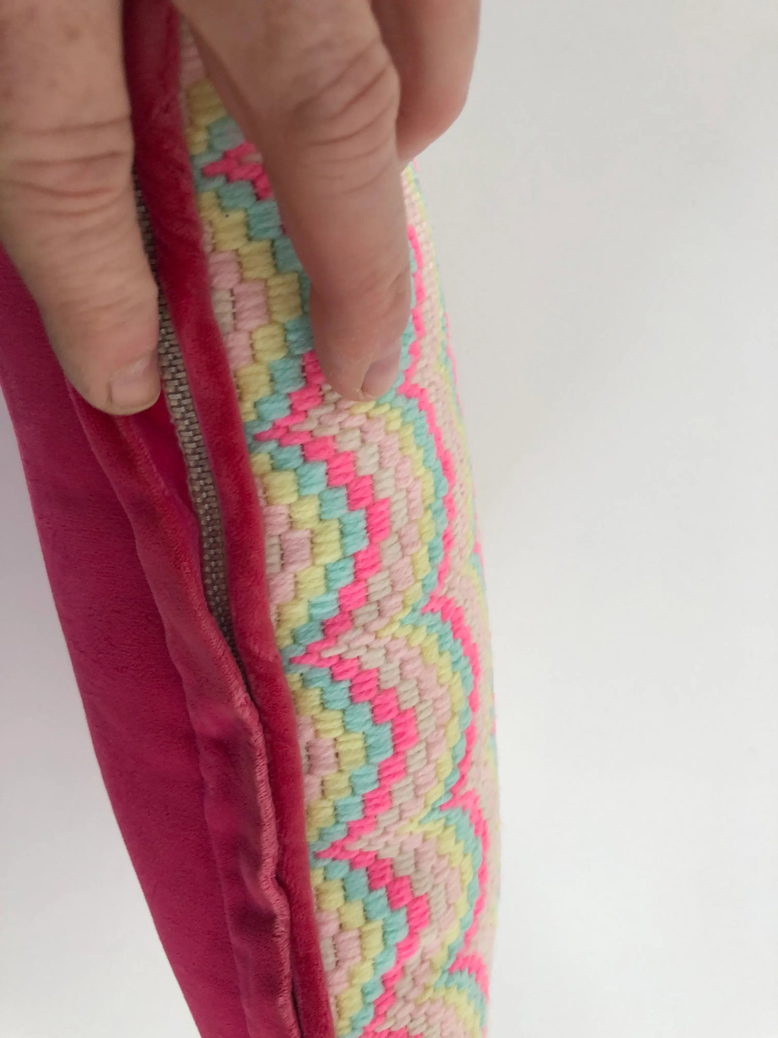 Midcentury Art-Full Handmade Zigzag Multi Color Pillow 14 X 11 - 3