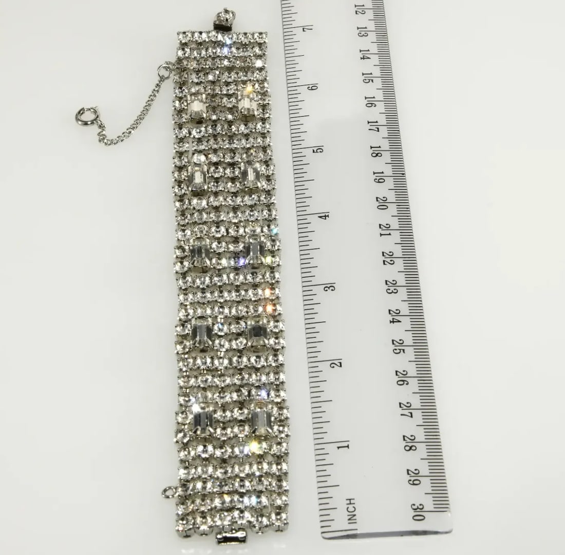 Vintage Weiss Clear Rhinestones Bracelet - 3