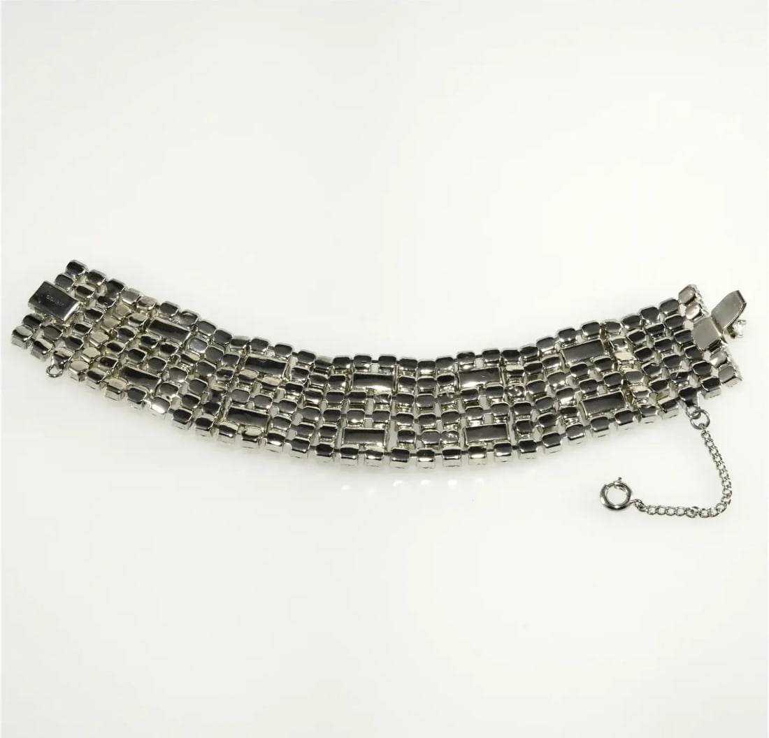 Vintage Weiss Clear Rhinestones Bracelet - 4