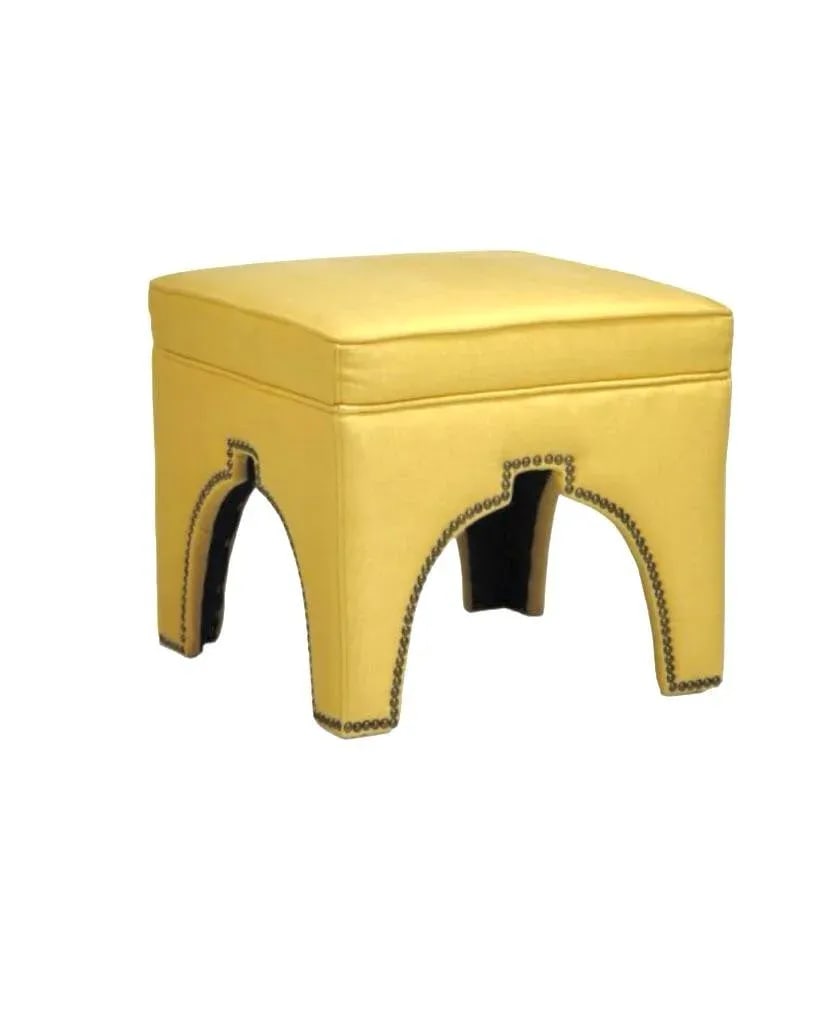 Ottoman Moroccan Cut With Brass Nailhead Trim - 2