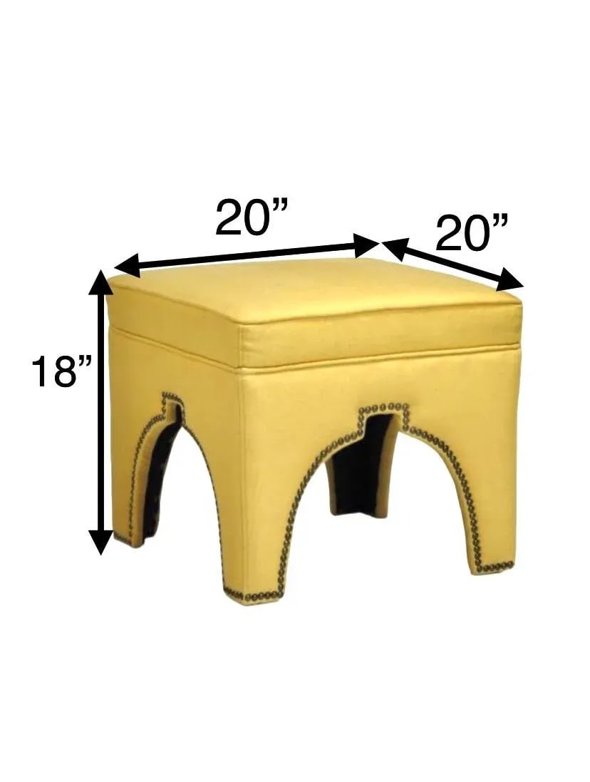 Ottoman Moroccan Cut With Brass Nailhead Trim - 3