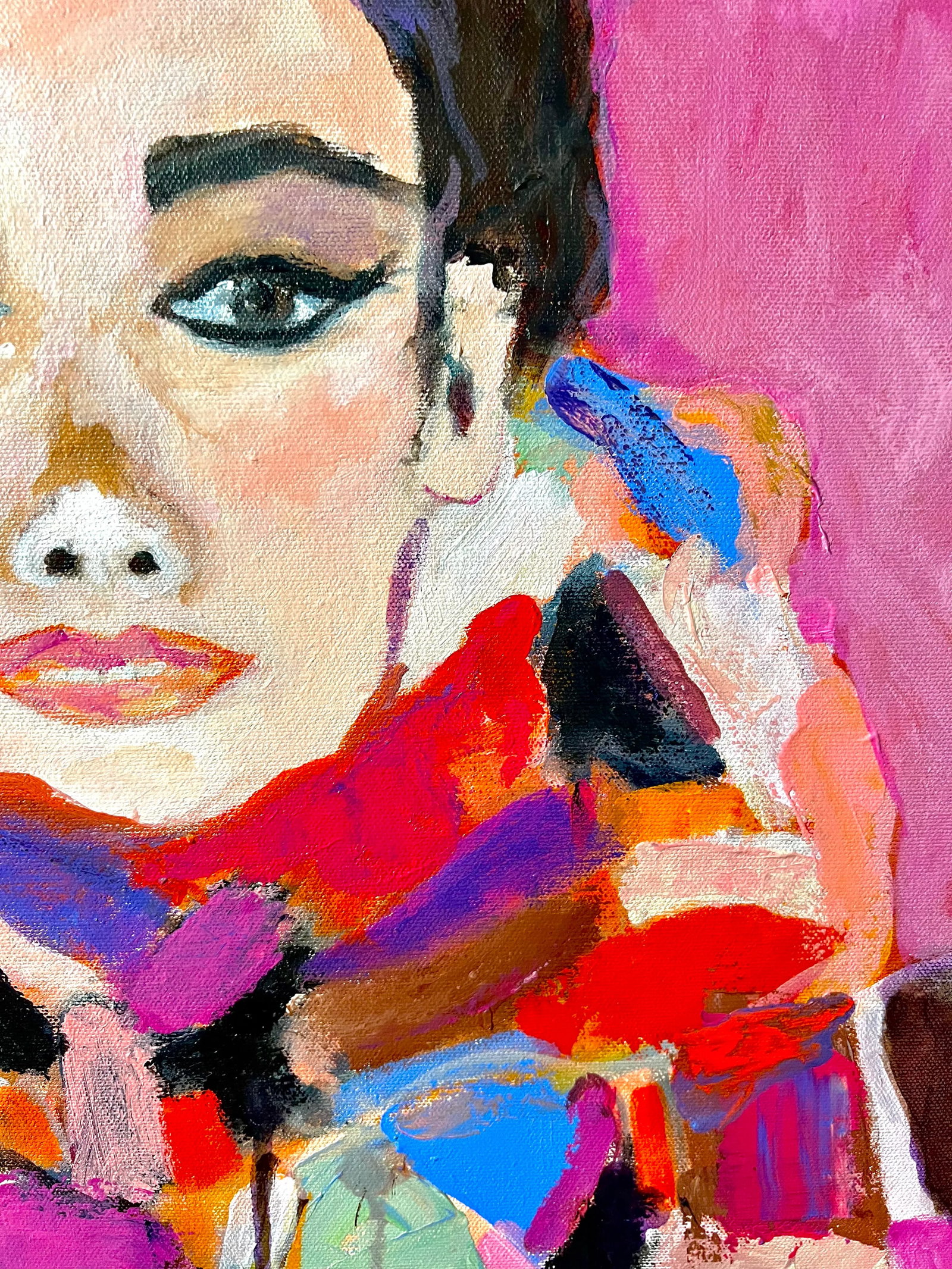 Glorious Gloria Original Expressionist Portrait Painting by Sandy Welch - 3
