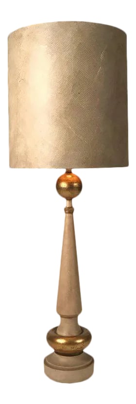 Monumental 1950s, Regency Torchiere Lamp in the Manner of James Mont (1 of 6)