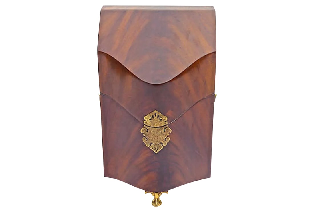 Late 20th Century Maitland - Smith Wood & Brass Knife Box: Vintage Maitland Smith wood and brass knife box with hinged lid, claw and ball feet, and reticulated brass accents. Marked "Maitland-Smith, Hand Made In Philippines" on a sticker on the underside. Con