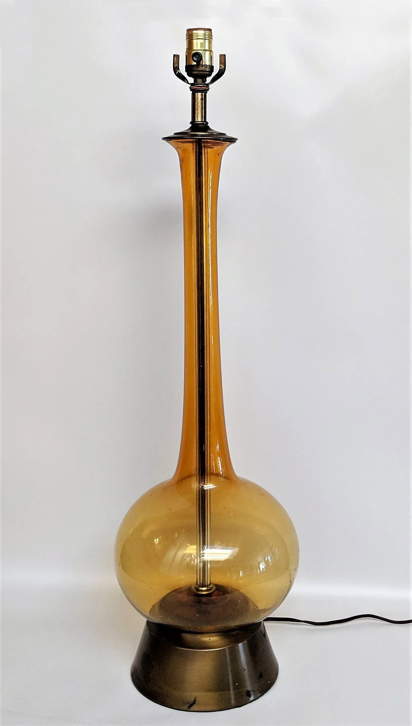 1950s Amber Murano Glass Lamp Italian - 13